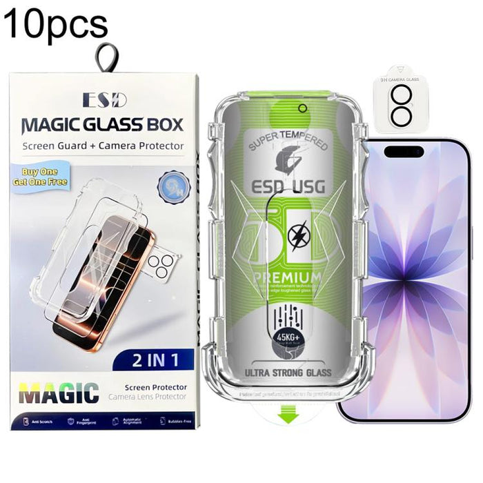 10 láminas de vidrio templado curvas 5D de fácil instalación, a prueba de polvo, con protección de borde a borde y lente., For iPhone 17e / 16e, For iPhone 17 Pro Max, For iPhone 17 Pro, For iPhone 17, For iPhone Air, For iPhone 16 Pro Max             ...