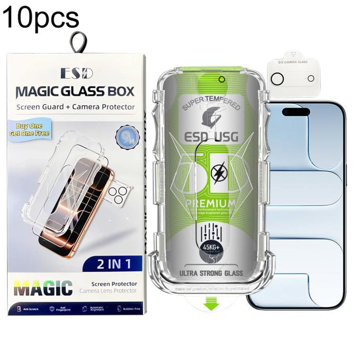 10 láminas de vidrio templado curvas 5D de fácil instalación, a prueba de polvo, con protección de borde a borde y lente., For iPhone 17e / 16e, For iPhone 17 Pro Max, For iPhone 17 Pro, For iPhone 17, For iPhone Air, For iPhone 16 Pro Max             ...