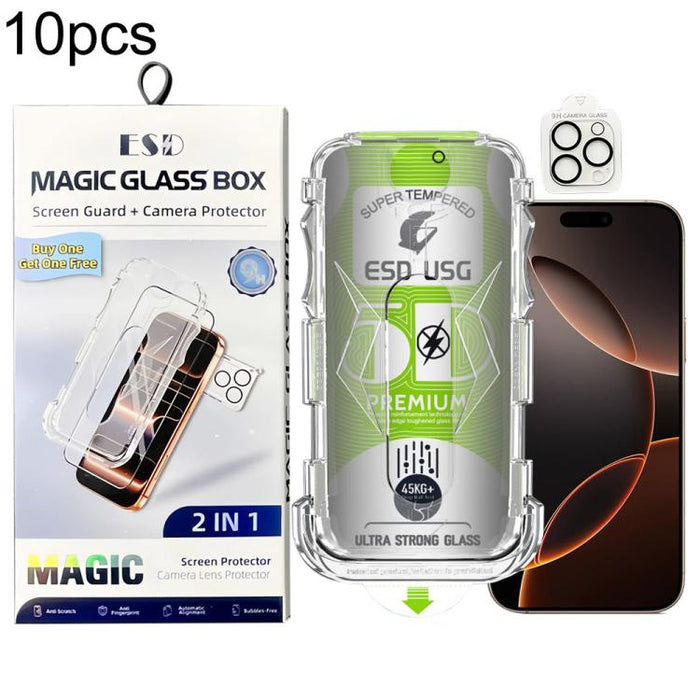 10 láminas de vidrio templado curvas 5D de fácil instalación, a prueba de polvo, con protección de borde a borde y lente., For iPhone 17e / 16e, For iPhone 17 Pro Max, For iPhone 17 Pro, For iPhone 17, For iPhone Air, For iPhone 16 Pro Max             ...