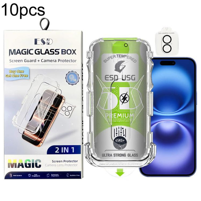 10 láminas de vidrio templado curvas 5D de fácil instalación, a prueba de polvo, con protección de borde a borde y lente., For iPhone 17e / 16e, For iPhone 17 Pro Max, For iPhone 17 Pro, For iPhone 17, For iPhone Air, For iPhone 16 Pro Max             ...