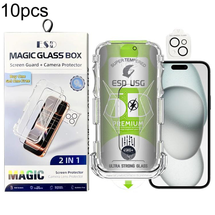 10 láminas de vidrio templado curvas 5D de fácil instalación, a prueba de polvo, con protección de borde a borde y lente., For iPhone 17e / 16e, For iPhone 17 Pro Max, For iPhone 17 Pro, For iPhone 17, For iPhone Air, For iPhone 16 Pro Max             ...