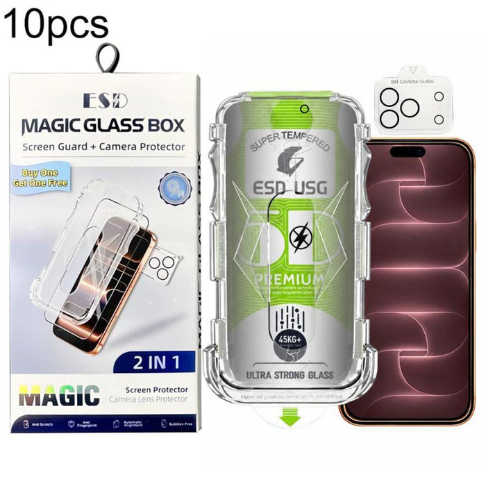 10 láminas de vidrio templado curvas 5D de fácil instalación, a prueba de polvo, con protección de borde a borde y lente., For iPhone 17e / 16e, For iPhone 17 Pro Max, For iPhone 17 Pro, For iPhone 17, For iPhone Air, For iPhone 16 Pro Max             ...