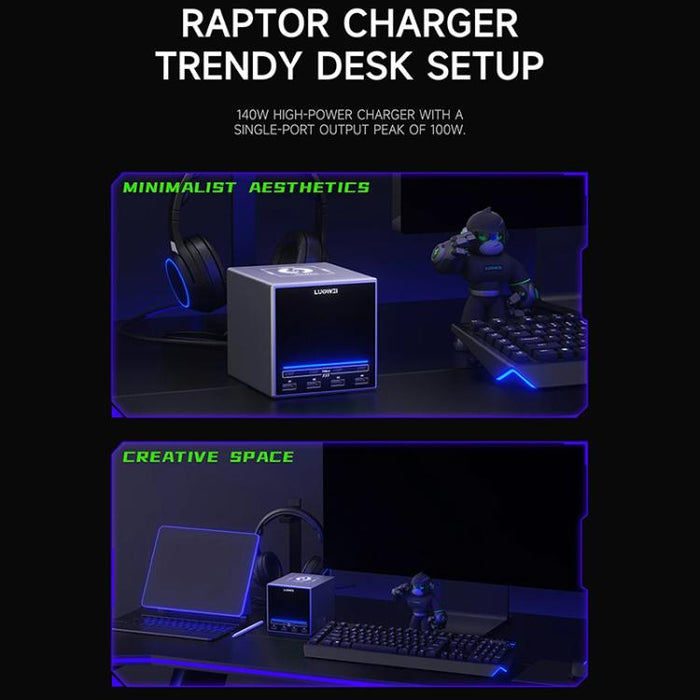 Estación de carga inalámbrica LUOWEI LW-U1 Raptor de 140 W con 8 puertos USB y tipo C., US Plug, EU Plug