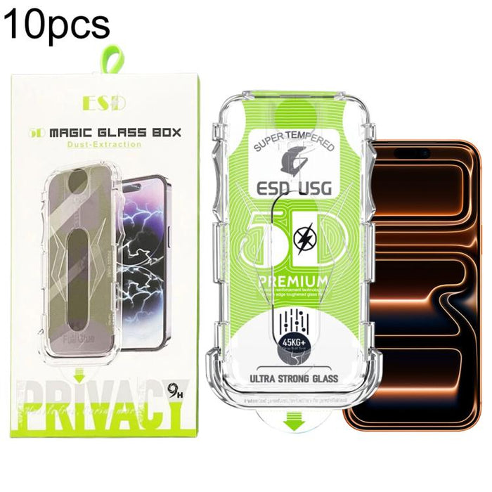 10 unidades de película de vidrio templado HD curva 5D de fácil instalación para cajas a prueba de polvo, de borde a borde., For iPhone 17e / 16e / 14 / 13 Pro, For iPhone 17 Pro Max, For iPhone 17 Pro, For iPhone 17 / 16 Pro, For iPhone Air           ...