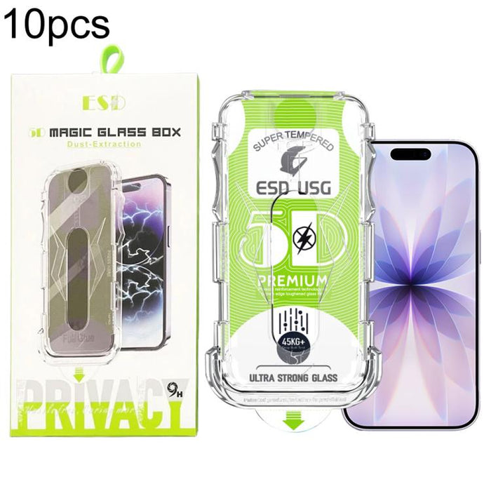 10 unidades de película de vidrio templado HD curva 5D de fácil instalación para cajas a prueba de polvo, de borde a borde., For iPhone 17e / 16e / 14 / 13 Pro, For iPhone 17 Pro Max, For iPhone 17 Pro, For iPhone 17 / 16 Pro, For iPhone Air           ...
