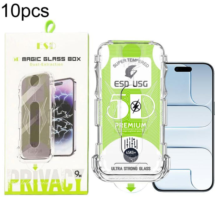 10 unidades de película de vidrio templado HD curva 5D de fácil instalación para cajas a prueba de polvo, de borde a borde., For iPhone 17e / 16e / 14 / 13 Pro, For iPhone 17 Pro Max, For iPhone 17 Pro, For iPhone 17 / 16 Pro, For iPhone Air           ...
