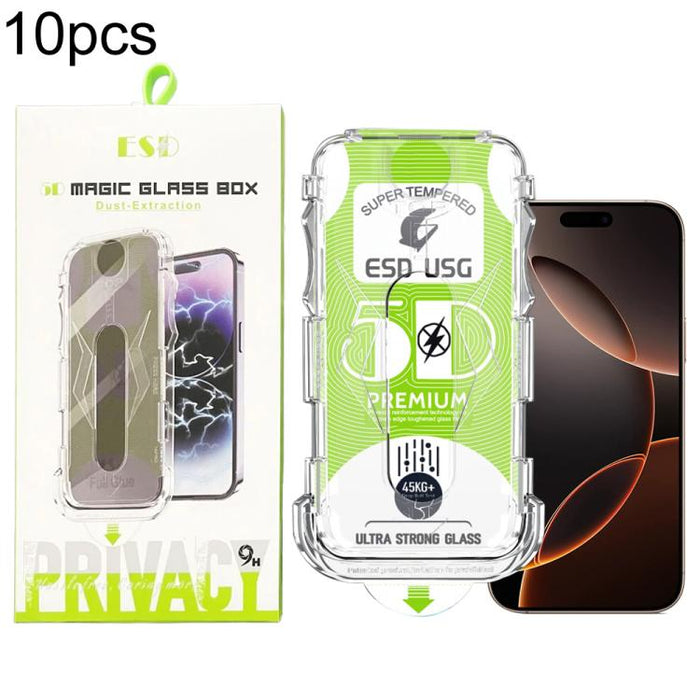 10 unidades de película de vidrio templado HD curva 5D de fácil instalación para cajas a prueba de polvo, de borde a borde., For iPhone 17e / 16e / 14 / 13 Pro, For iPhone 17 Pro Max, For iPhone 17 Pro, For iPhone 17 / 16 Pro, For iPhone Air           ...
