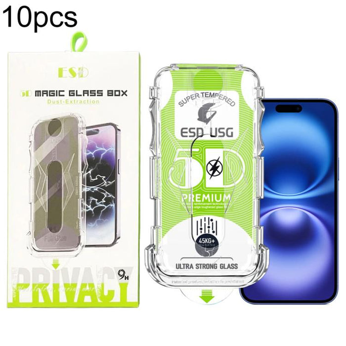 10 unidades de película de vidrio templado HD curva 5D de fácil instalación para cajas a prueba de polvo, de borde a borde., For iPhone 17e / 16e / 14 / 13 Pro, For iPhone 17 Pro Max, For iPhone 17 Pro, For iPhone 17 / 16 Pro, For iPhone Air           ...