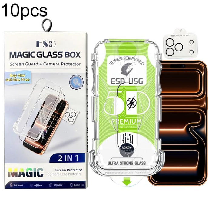 10 unidades de película de vidrio templado HD curva 5D de fácil instalación, a prueba de polvo, de borde a borde, con película para lente., For iPhone 17e / 16e, For iPhone 17 Pro Max, For iPhone 17 Pro, For iPhone 17, For iPhone Air                   ...
