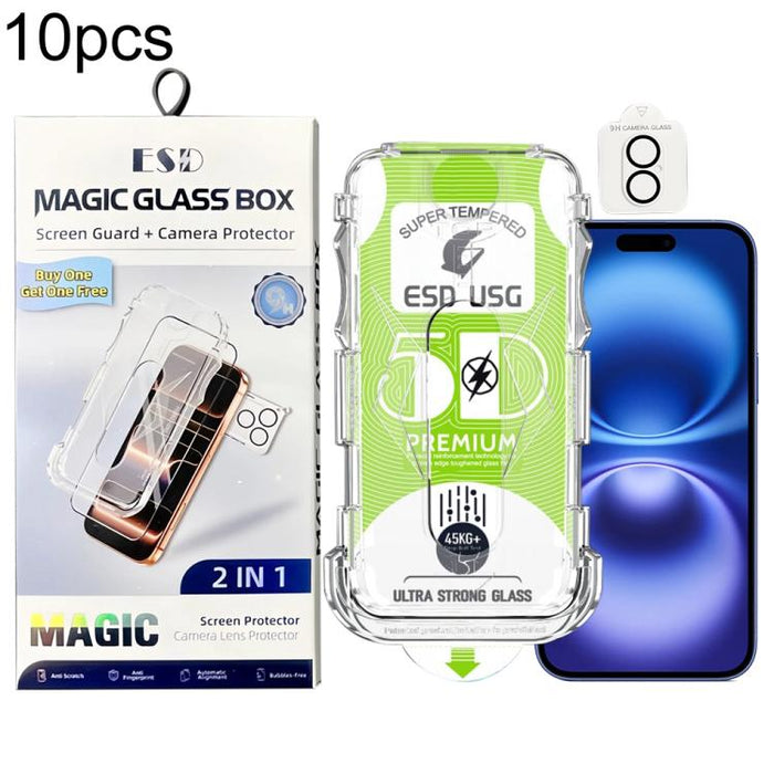 10 unidades de película de vidrio templado HD curva 5D de fácil instalación, a prueba de polvo, de borde a borde, con película para lente., For iPhone 17e / 16e, For iPhone 17 Pro Max, For iPhone 17 Pro, For iPhone 17, For iPhone Air                   ...