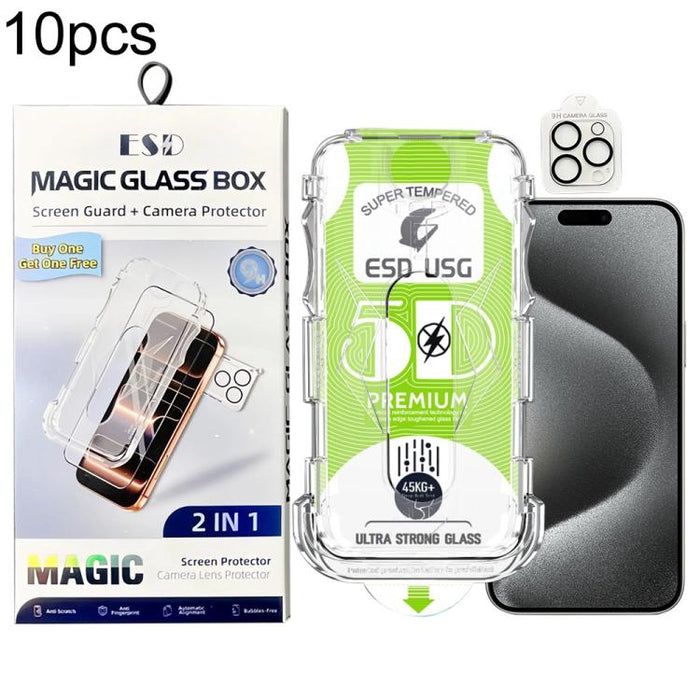 10 unidades de película de vidrio templado HD curva 5D de fácil instalación, a prueba de polvo, de borde a borde, con película para lente., For iPhone 17e / 16e, For iPhone 17 Pro Max, For iPhone 17 Pro, For iPhone 17, For iPhone Air                   ...