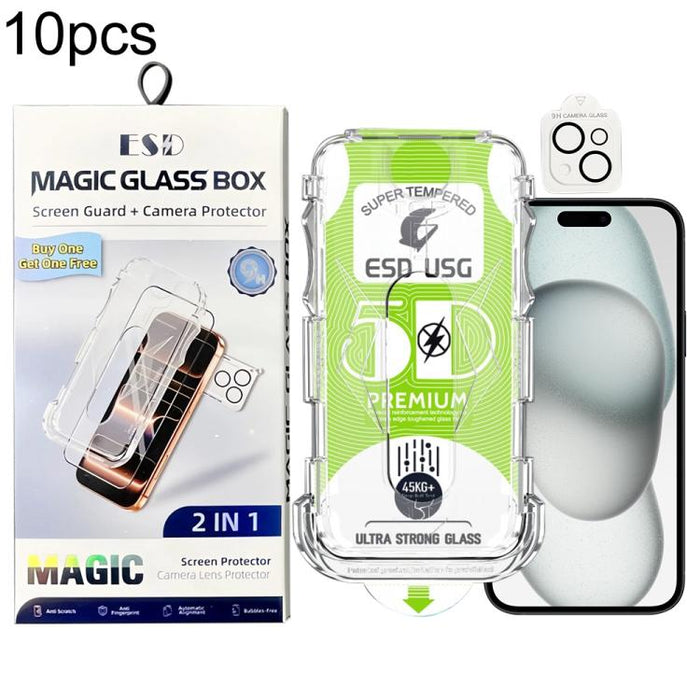 10 unidades de película de vidrio templado HD curva 5D de fácil instalación, a prueba de polvo, de borde a borde, con película para lente., For iPhone 17e / 16e, For iPhone 17 Pro Max, For iPhone 17 Pro, For iPhone 17, For iPhone Air                   ...