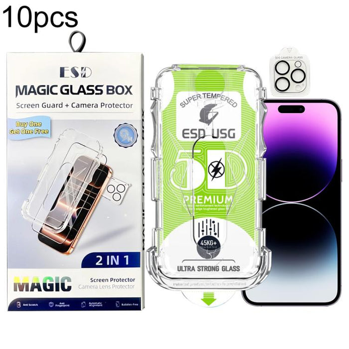 10 unidades de película de vidrio templado HD curva 5D de fácil instalación, a prueba de polvo, de borde a borde, con película para lente., For iPhone 17e / 16e, For iPhone 17 Pro Max, For iPhone 17 Pro, For iPhone 17, For iPhone Air                   ...