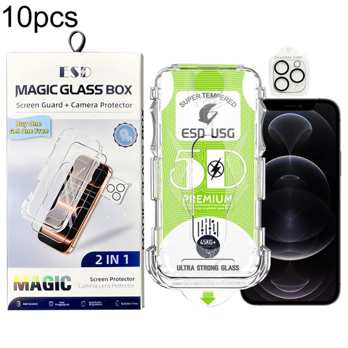 10 unidades de película de vidrio templado HD curva 5D de fácil instalación, a prueba de polvo, de borde a borde, con película para lente., For iPhone 17e / 16e, For iPhone 17 Pro Max, For iPhone 17 Pro, For iPhone 17, For iPhone Air                   ...