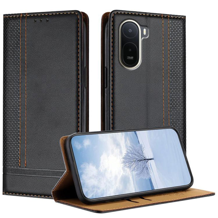 Funda para teléfono de cuero vegano resistente a los arañazos con diseño de costuras, For Redmi K90 Max 5G, For Redmi 15a 5G, For Redmi A7 Pro 4G 171mm, For Redmi Turbo 5 Max 5G, For Redmi Turbo 5 5G / Poco X8 Pro 5G                                    ...