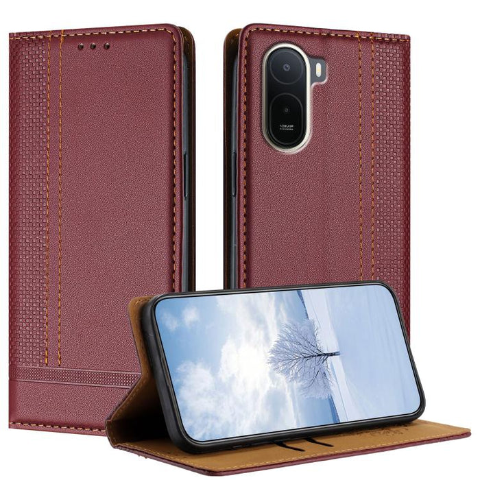 Funda para teléfono de cuero vegano resistente a los arañazos con diseño de costuras, For Redmi K90 Max 5G, For Redmi 15a 5G, For Redmi A7 Pro 4G 171mm, For Redmi Turbo 5 Max 5G, For Redmi Turbo 5 5G / Poco X8 Pro 5G                                    ...