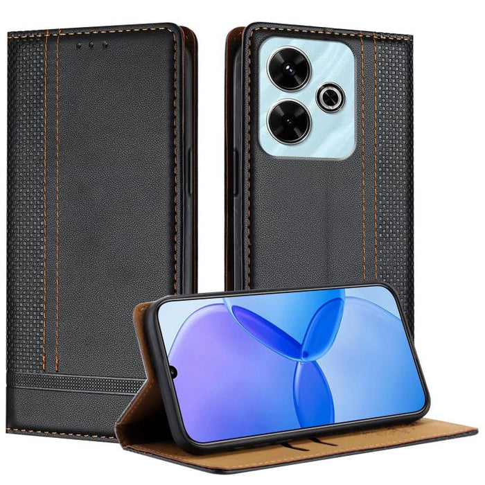 Funda para teléfono de cuero vegano resistente a los arañazos con diseño de costuras, For Redmi Note 14 Pro 5G, For Redmi 14C 4G, For Redmi 13 4G, For Redmi Turbo 3, For Redmi A3, For Redmi Note 13 Pro 4G, For Redmi Note 13 4G, For Redmi K70E          ...