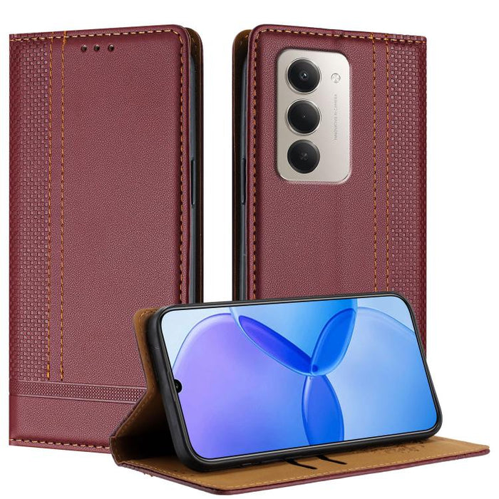 Funda para teléfono de cuero vegano resistente a los arañazos con diseño de costuras, For Redmi 15 5G Global/15 4G SEA 169.5mm, For Redmi 15 5G / 4G EU 171mm, For Redmi 15C 5G / 4G Global 171, For Redmi A5 4G 173.3mm, For Redmi A5 4G 171.7mm / Poco C71...
