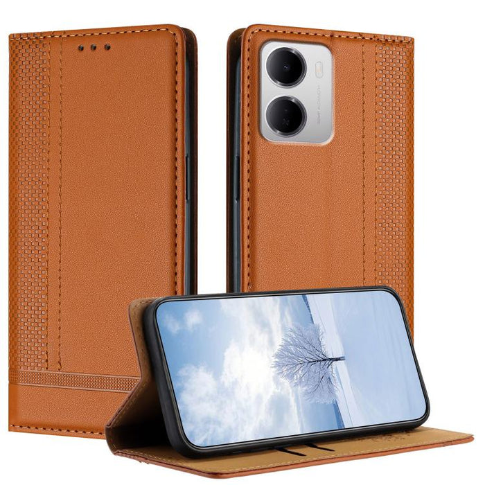 Funda para teléfono de cuero vegano resistente a los arañazos con diseño de costuras, For Redmi K90 Max 5G, For Redmi 15a 5G, For Redmi A7 Pro 4G 171mm, For Redmi Turbo 5 Max 5G, For Redmi Turbo 5 5G / Poco X8 Pro 5G                                    ...