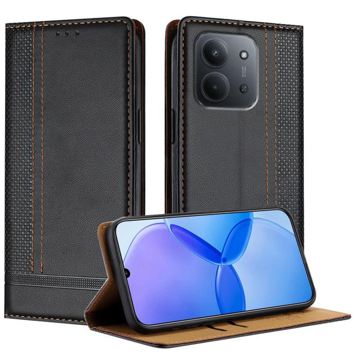 Funda para teléfono de cuero vegano resistente a los arañazos con diseño de costuras, For Redmi K90 Max 5G, For Redmi 15a 5G, For Redmi A7 Pro 4G 171mm, For Redmi Turbo 5 Max 5G, For Redmi Turbo 5 5G / Poco X8 Pro 5G                                    ...
