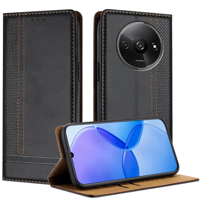 Funda para teléfono de cuero vegano resistente a los arañazos con diseño de costuras, For Redmi Note 14 Pro 5G, For Redmi 14C 4G, For Redmi 13 4G, For Redmi Turbo 3, For Redmi A3, For Redmi Note 13 Pro 4G, For Redmi Note 13 4G, For Redmi K70E          ...