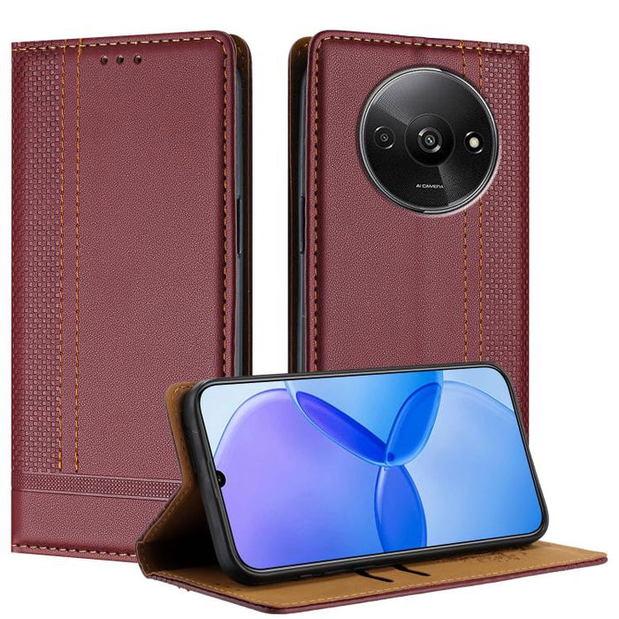 Funda para teléfono de cuero vegano resistente a los arañazos con diseño de costuras, For Redmi Note 14 Pro 5G, For Redmi 14C 4G, For Redmi 13 4G, For Redmi Turbo 3, For Redmi A3, For Redmi Note 13 Pro 4G, For Redmi Note 13 4G, For Redmi K70E          ...