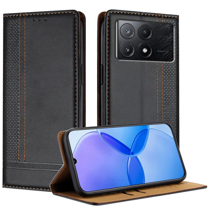 Funda para teléfono de cuero vegano resistente a los arañazos con diseño de costuras, For Redmi Note 14 Pro 5G, For Redmi 14C 4G, For Redmi 13 4G, For Redmi Turbo 3, For Redmi A3, For Redmi Note 13 Pro 4G, For Redmi Note 13 4G, For Redmi K70E          ...