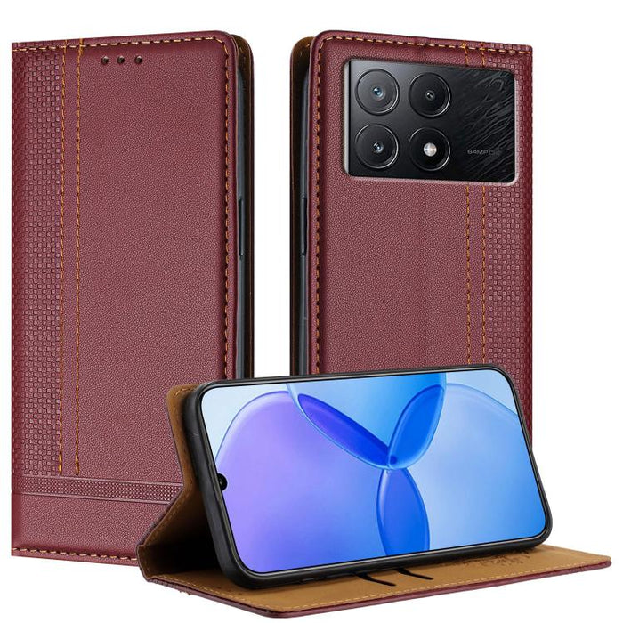 Funda para teléfono de cuero vegano resistente a los arañazos con diseño de costuras, For Redmi Note 14 Pro 5G, For Redmi 14C 4G, For Redmi 13 4G, For Redmi Turbo 3, For Redmi A3, For Redmi Note 13 Pro 4G, For Redmi Note 13 4G, For Redmi K70E          ...