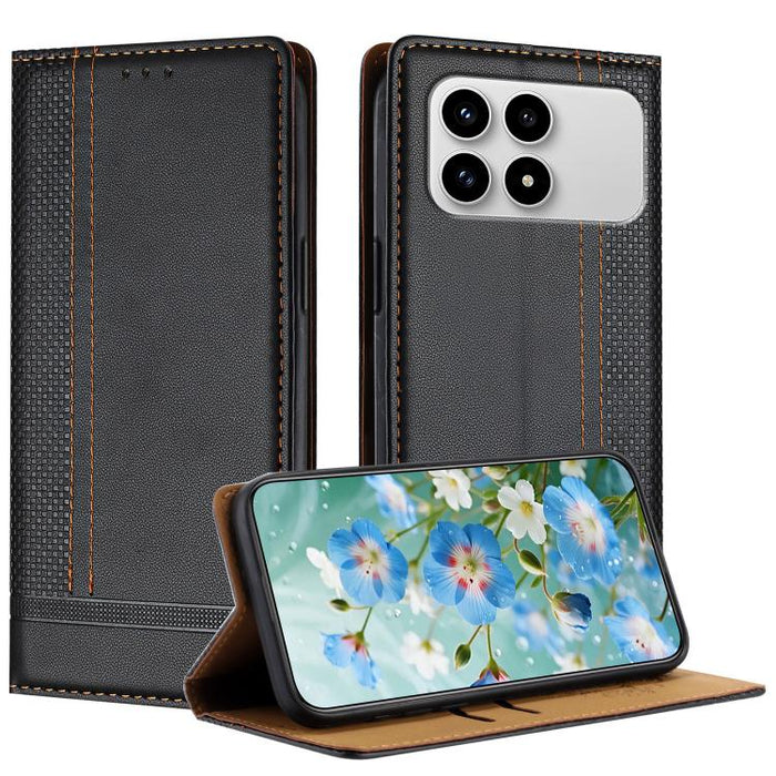 Funda para teléfono de cuero vegano resistente a los arañazos con diseño de costuras, For Redmi K90 Max 5G, For Redmi 15a 5G, For Redmi A7 Pro 4G 171mm, For Redmi Turbo 5 Max 5G, For Redmi Turbo 5 5G / Poco X8 Pro 5G                                    ...