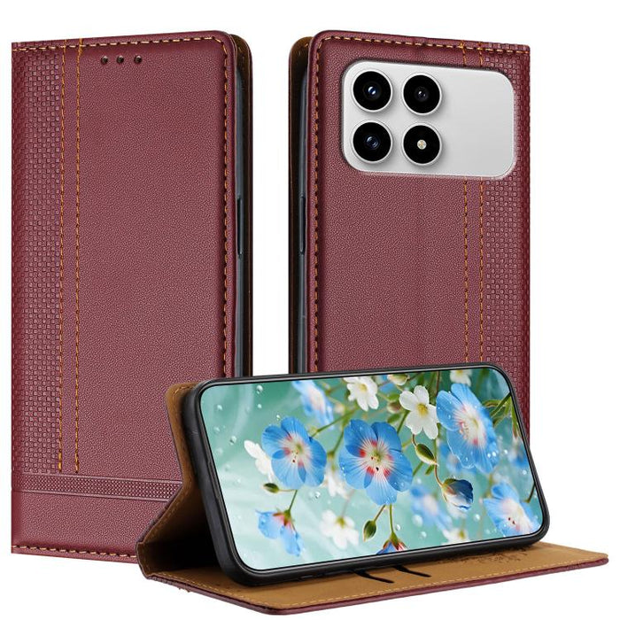Funda para teléfono de cuero vegano resistente a los arañazos con diseño de costuras, For Redmi K90 Max 5G, For Redmi 15a 5G, For Redmi A7 Pro 4G 171mm, For Redmi Turbo 5 Max 5G, For Redmi Turbo 5 5G / Poco X8 Pro 5G                                    ...