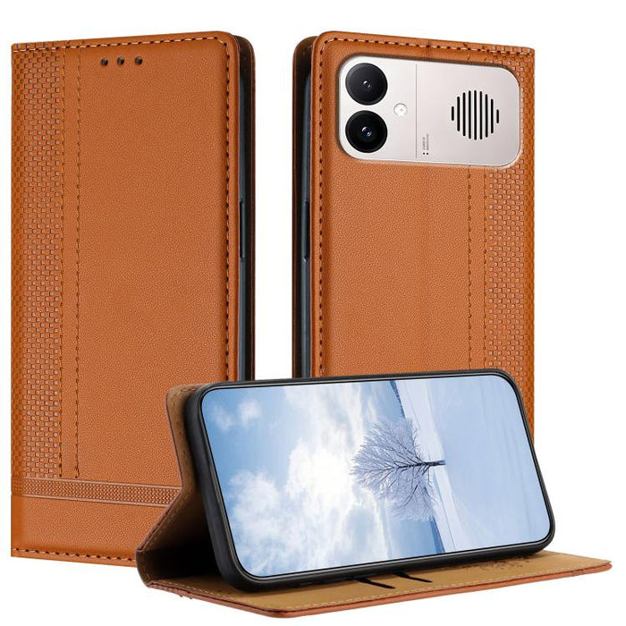Funda para teléfono de cuero vegano resistente a los arañazos con diseño de costuras, For Redmi K90 Max 5G, For Redmi 15a 5G, For Redmi A7 Pro 4G 171mm, For Redmi Turbo 5 Max 5G, For Redmi Turbo 5 5G / Poco X8 Pro 5G                                    ...