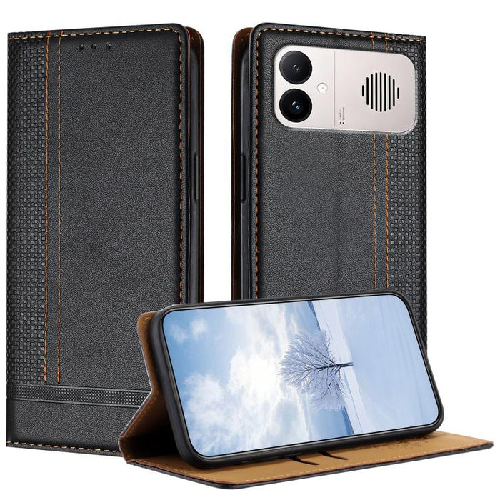 Funda para teléfono de cuero vegano resistente a los arañazos con diseño de costuras, For Redmi K90 Max 5G, For Redmi 15a 5G, For Redmi A7 Pro 4G 171mm, For Redmi Turbo 5 Max 5G, For Redmi Turbo 5 5G / Poco X8 Pro 5G                                    ...