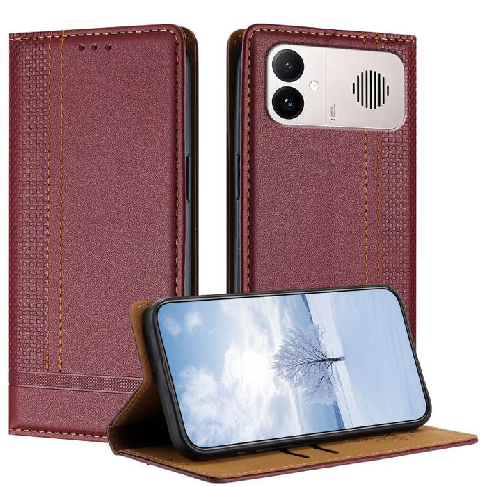 Funda para teléfono de cuero vegano resistente a los arañazos con diseño de costuras, For Redmi K90 Max 5G, For Redmi 15a 5G, For Redmi A7 Pro 4G 171mm, For Redmi Turbo 5 Max 5G, For Redmi Turbo 5 5G / Poco X8 Pro 5G                                    ...