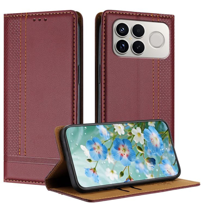 Funda para teléfono de cuero vegano resistente a los arañazos con diseño de costuras, For Redmi K90 Max 5G, For Redmi 15a 5G, For Redmi A7 Pro 4G 171mm, For Redmi Turbo 5 Max 5G, For Redmi Turbo 5 5G / Poco X8 Pro 5G                                    ...