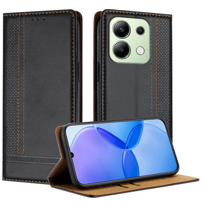 Funda para teléfono de cuero vegano resistente a los arañazos con diseño de costuras, For Redmi Note 14 Pro 5G, For Redmi 14C 4G, For Redmi 13 4G, For Redmi Turbo 3, For Redmi A3, For Redmi Note 13 Pro 4G, For Redmi Note 13 4G, For Redmi K70E          ...