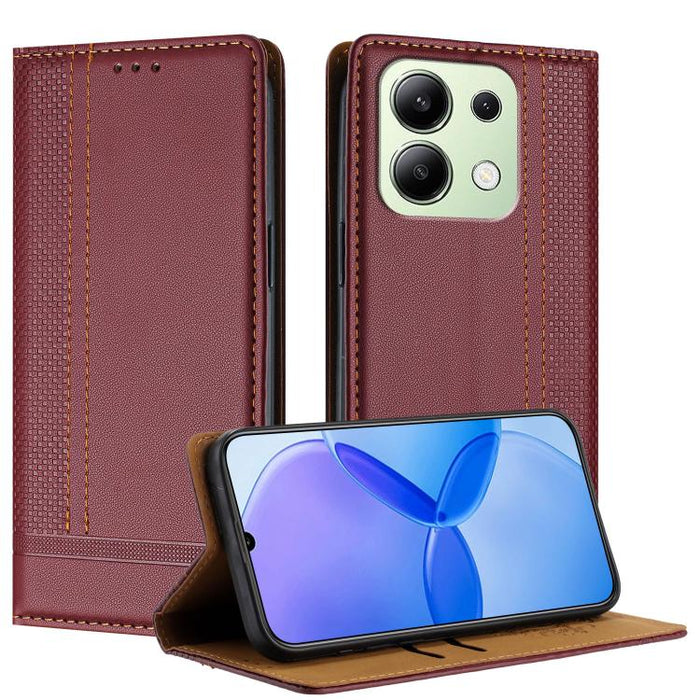 Funda para teléfono de cuero vegano resistente a los arañazos con diseño de costuras, For Redmi Note 14 Pro 5G, For Redmi 14C 4G, For Redmi 13 4G, For Redmi Turbo 3, For Redmi A3, For Redmi Note 13 Pro 4G, For Redmi Note 13 4G, For Redmi K70E          ...