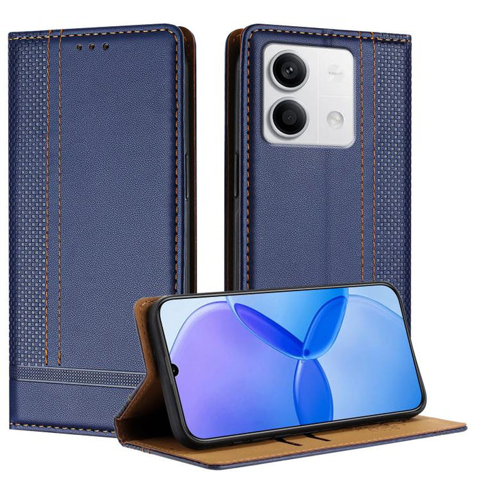 Funda para teléfono de cuero vegano resistente a los arañazos con diseño de costuras, For Redmi Note 14 Pro 5G, For Redmi 14C 4G, For Redmi 13 4G, For Redmi Turbo 3, For Redmi A3, For Redmi Note 13 Pro 4G, For Redmi Note 13 4G, For Redmi K70E          ...