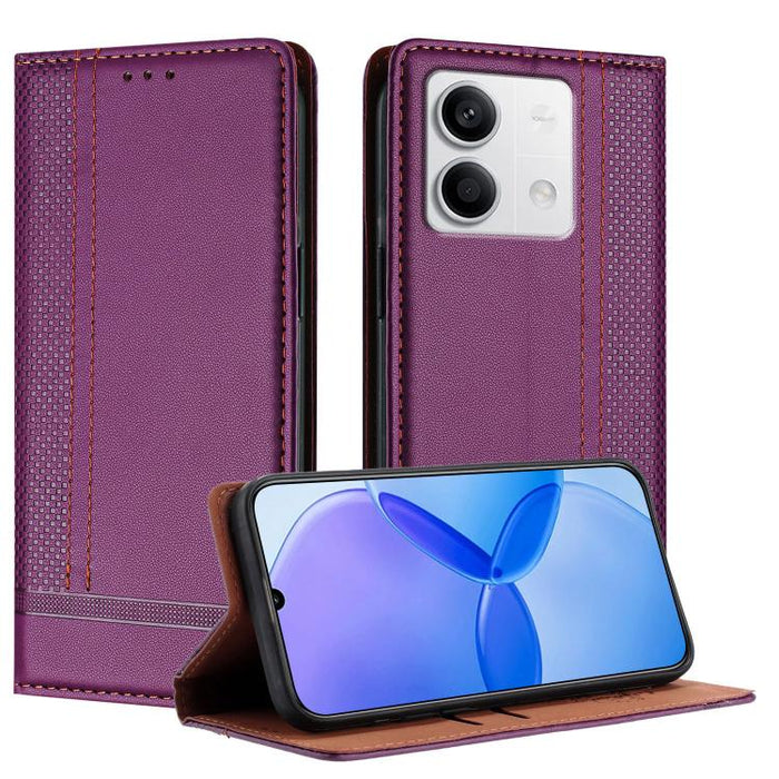 Funda para teléfono de cuero vegano resistente a los arañazos con diseño de costuras, For Redmi Note 14 Pro 5G, For Redmi 14C 4G, For Redmi 13 4G, For Redmi Turbo 3, For Redmi A3, For Redmi Note 13 Pro 4G, For Redmi Note 13 4G, For Redmi K70E          ...