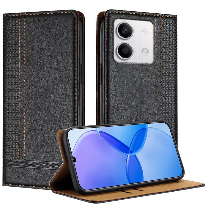 Funda para teléfono de cuero vegano resistente a los arañazos con diseño de costuras, For Redmi Note 14 Pro 5G, For Redmi 14C 4G, For Redmi 13 4G, For Redmi Turbo 3, For Redmi A3, For Redmi Note 13 Pro 4G, For Redmi Note 13 4G, For Redmi K70E          ...