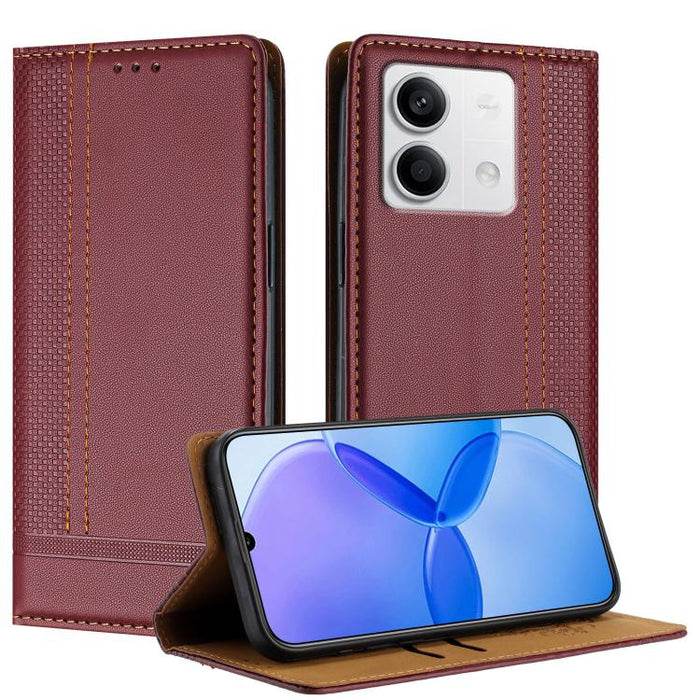 Funda para teléfono de cuero vegano resistente a los arañazos con diseño de costuras, For Redmi Note 14 Pro 5G, For Redmi 14C 4G, For Redmi 13 4G, For Redmi Turbo 3, For Redmi A3, For Redmi Note 13 Pro 4G, For Redmi Note 13 4G, For Redmi K70E          ...