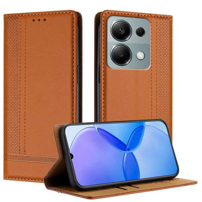 Funda para teléfono de cuero vegano resistente a los arañazos con diseño de costuras, For Redmi Note 14 Pro 5G, For Redmi 14C 4G, For Redmi 13 4G, For Redmi Turbo 3, For Redmi A3, For Redmi Note 13 Pro 4G, For Redmi Note 13 4G, For Redmi K70E          ...