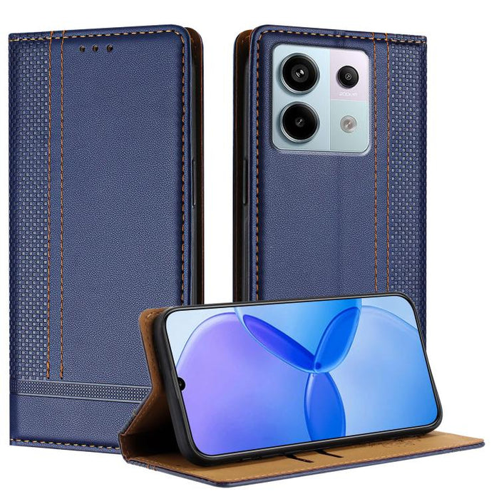 Funda para teléfono de cuero vegano resistente a los arañazos con diseño de costuras, For Redmi Note 14 Pro 5G, For Redmi 14C 4G, For Redmi 13 4G, For Redmi Turbo 3, For Redmi A3, For Redmi Note 13 Pro 4G, For Redmi Note 13 4G, For Redmi K70E          ...