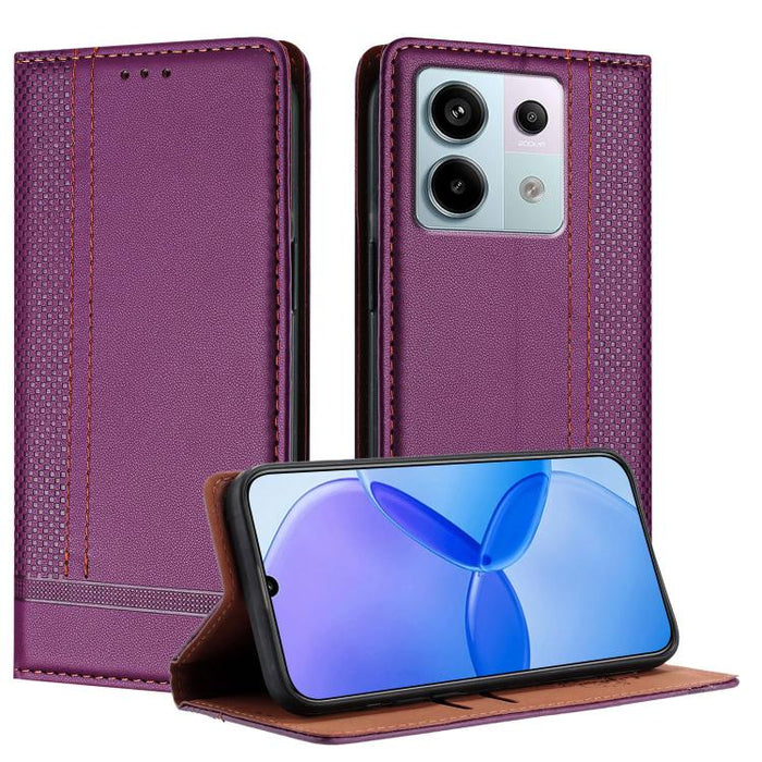 Funda para teléfono de cuero vegano resistente a los arañazos con diseño de costuras, For Redmi Note 14 Pro 5G, For Redmi 14C 4G, For Redmi 13 4G, For Redmi Turbo 3, For Redmi A3, For Redmi Note 13 Pro 4G, For Redmi Note 13 4G, For Redmi K70E          ...