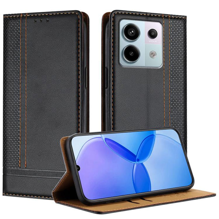 Funda para teléfono de cuero vegano resistente a los arañazos con diseño de costuras, For Redmi Note 14 Pro 5G, For Redmi 14C 4G, For Redmi 13 4G, For Redmi Turbo 3, For Redmi A3, For Redmi Note 13 Pro 4G, For Redmi Note 13 4G, For Redmi K70E          ...