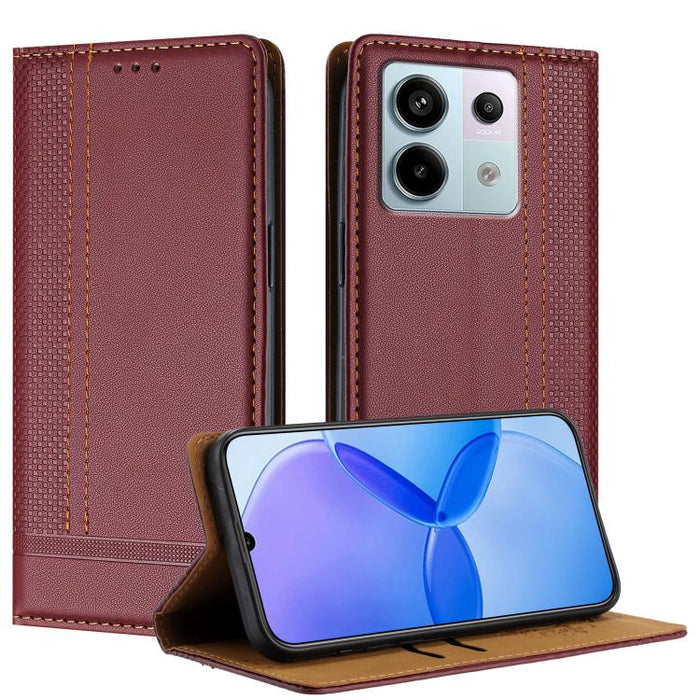 Funda para teléfono de cuero vegano resistente a los arañazos con diseño de costuras, For Redmi Note 14 Pro 5G, For Redmi 14C 4G, For Redmi 13 4G, For Redmi Turbo 3, For Redmi A3, For Redmi Note 13 Pro 4G, For Redmi Note 13 4G, For Redmi K70E          ...