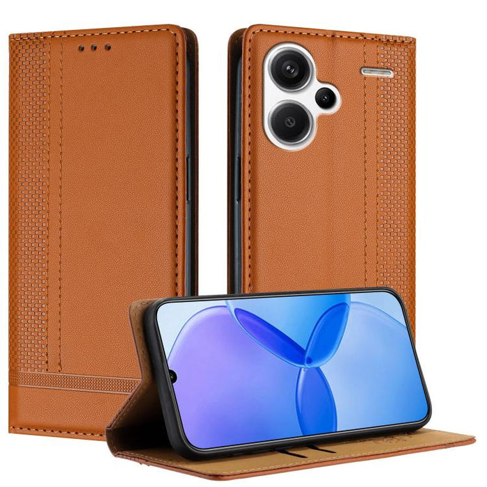 Funda para teléfono de cuero vegano resistente a los arañazos con diseño de costuras, For Redmi Note 14 Pro 5G, For Redmi 14C 4G, For Redmi 13 4G, For Redmi Turbo 3, For Redmi A3, For Redmi Note 13 Pro 4G, For Redmi Note 13 4G, For Redmi K70E          ...