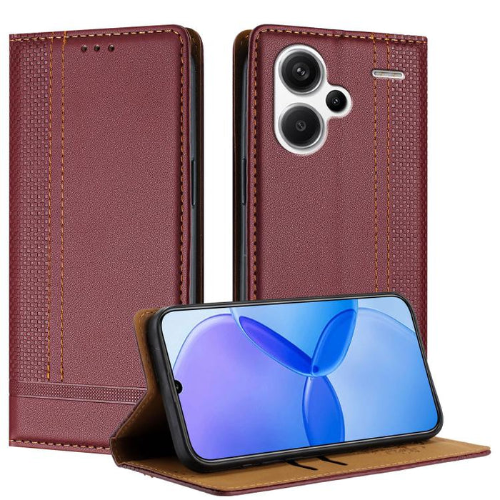 Funda para teléfono de cuero vegano resistente a los arañazos con diseño de costuras, For Redmi Note 14 Pro 5G, For Redmi 14C 4G, For Redmi 13 4G, For Redmi Turbo 3, For Redmi A3, For Redmi Note 13 Pro 4G, For Redmi Note 13 4G, For Redmi K70E          ...