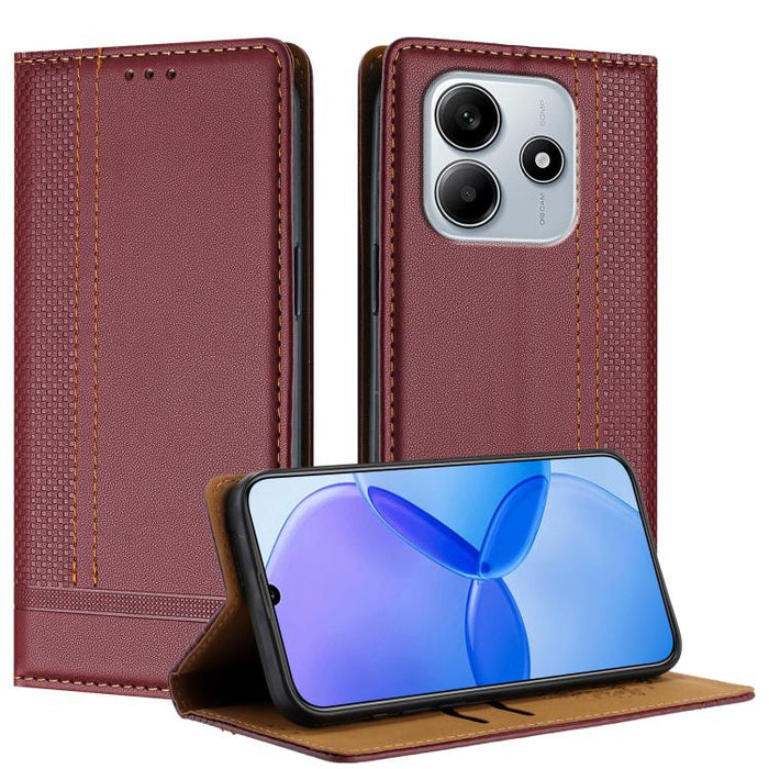 Funda para teléfono de cuero vegano resistente a los arañazos con diseño de costuras, For Redmi 15 5G Global/15 4G SEA 169.5mm, For Redmi 15 5G / 4G EU 171mm, For Redmi 15C 5G / 4G Global 171, For Redmi A5 4G 173.3mm, For Redmi A5 4G 171.7mm / Poco C71...