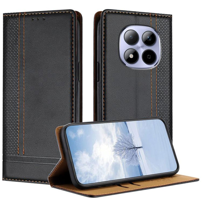 Funda para teléfono de cuero vegano resistente a los arañazos con diseño de costuras, For Redmi K90 Max 5G, For Redmi 15a 5G, For Redmi A7 Pro 4G 171mm, For Redmi Turbo 5 Max 5G, For Redmi Turbo 5 5G / Poco X8 Pro 5G                                    ...