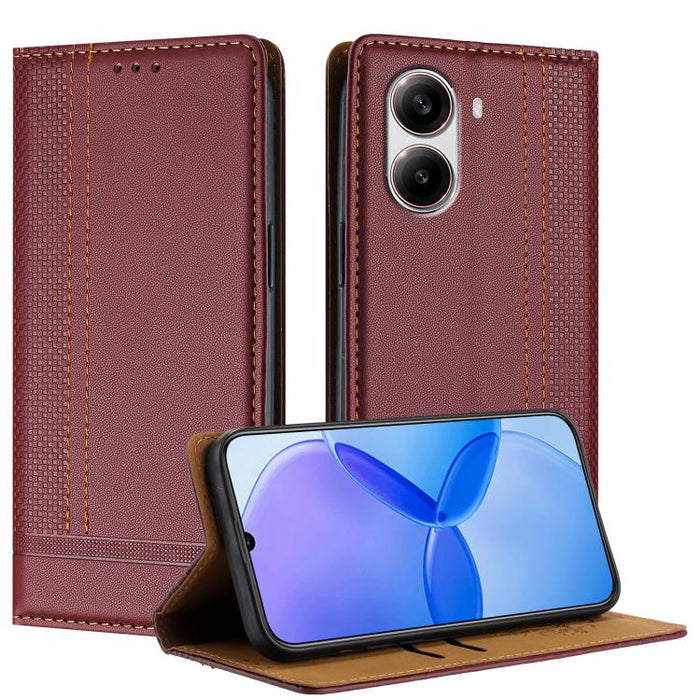 Funda para teléfono de cuero vegano resistente a los arañazos con diseño de costuras, For Redmi 15 5G Global/15 4G SEA 169.5mm, For Redmi 15 5G / 4G EU 171mm, For Redmi 15C 5G / 4G Global 171, For Redmi A5 4G 173.3mm, For Redmi A5 4G 171.7mm / Poco C71...